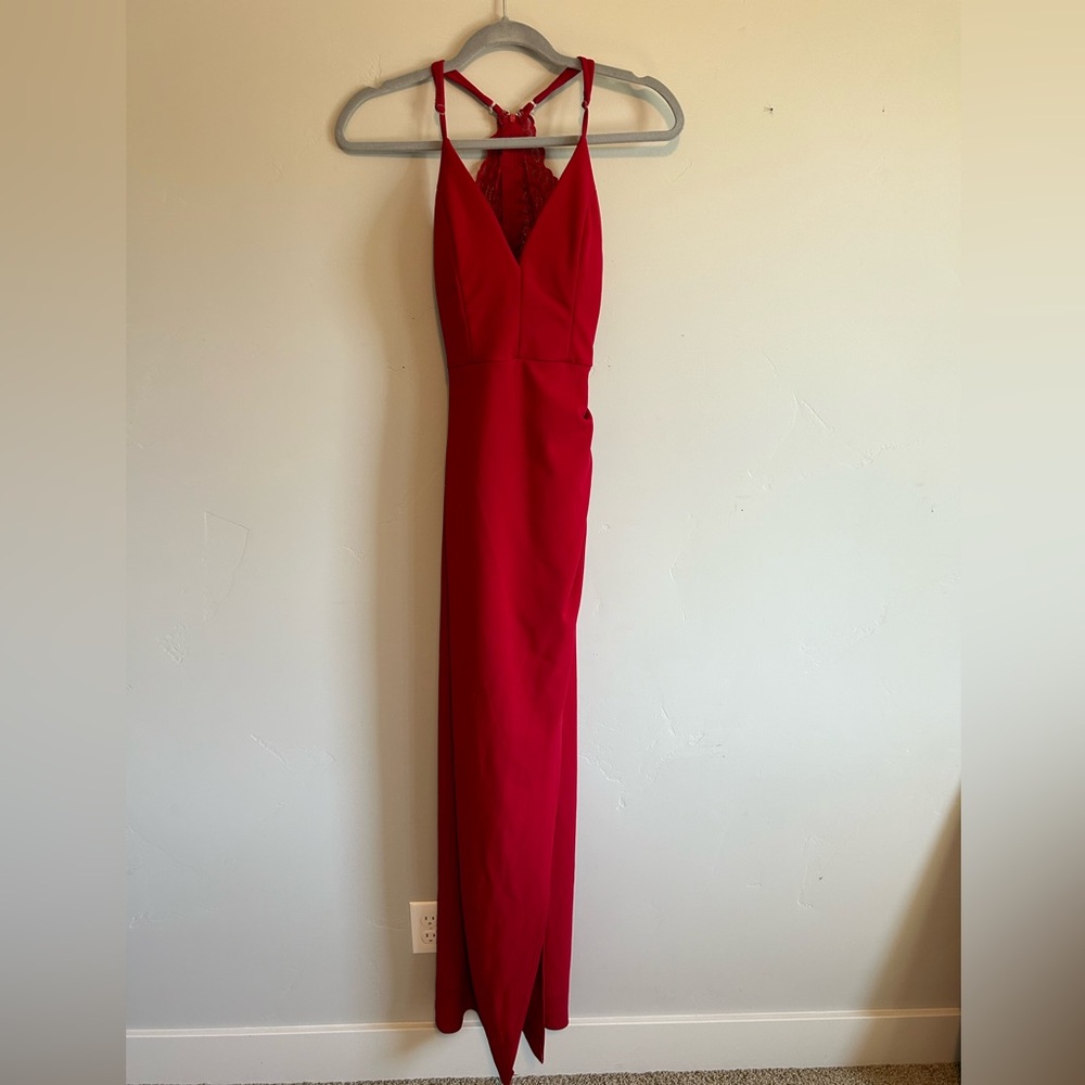 Long red gown
